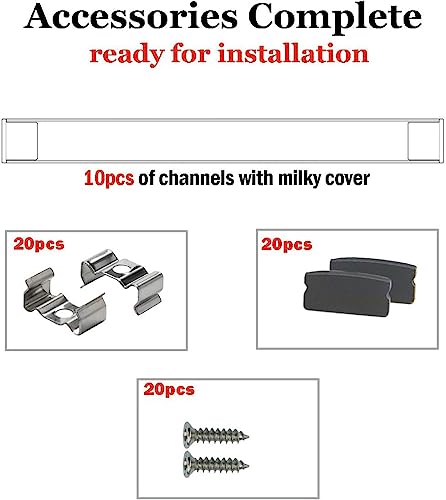 StarlandLed Black Aluminum Channel 10Pack 6.6Ft/2M for 16mm Wide Strip, Aluminum Profile with Complete Mounting Accessories LED Strip Light, Perfectly Suit for 16mm LightStrip …