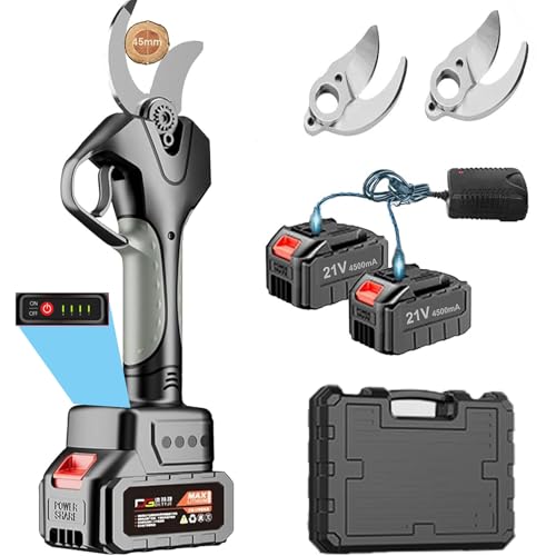 WaaYb Cesoie Elettriche da Potatura, Forbici Elettriche Portatili Sicure da 50 mm Cesoie da Potatura a Batteria con Aste Telescopiche da 1,5~2,7 m, Potatore da Potatura 2 Lame SK5 a Batteria