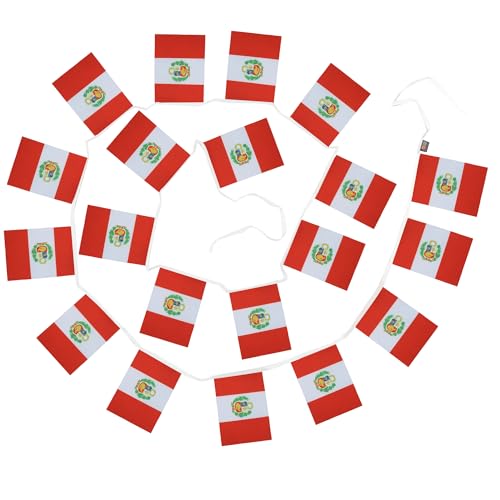 Image of AZ FLAG Peru 6 meters BUNTING Flag 20 flags 9'' x 6'' - Peruvian STRING flags 15 x 21 cm