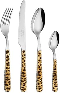 Posate: Servizio da tavola 24 Pezzi 2 Colori Decoro Animalier – NEVA Leopardato,Animalier