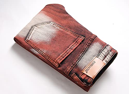 Junbaoss Men's Ripped Destroyed Stretchy Knee Holes Slim Tapered Leg Jeans Denim Pants Mens Skinny Holes Jeans Ripped Straight Hip Hop Biker Stretchy Jeans #TOP4