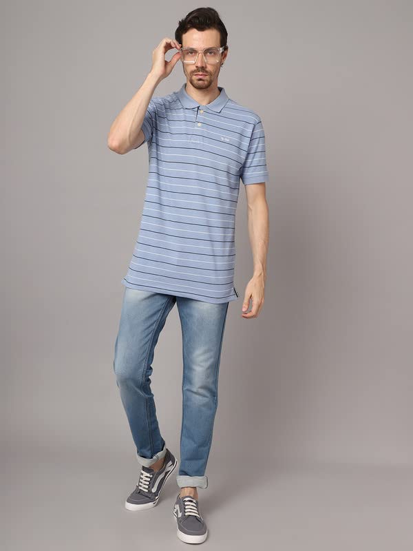 Image of Cantabil Men Blue Cotton Regular Fit Casual Jeans (P CTDUN1162 MEDIUMMERCERISED)