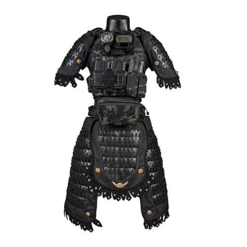 Karoyd Samurai Tactical Armor, 6 in 1 Tactical Armor Pauldron Armor Skirt Crotch Protector Equipment Suit Black (Vest Is Not Included)