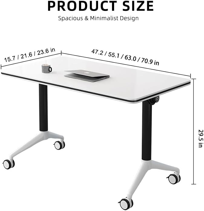 Conference Table, Folding Conference Room Tables with Flip-Top Design, Mobile Seminars Dynamic Meetings Training Tables for Offices, Classrooms, and Meeting Room (Walnut, 63×23.6×29.5in)