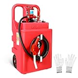 Portable Gasoline Diesel Fuel Transfer Caddy Tank with Pump, 10GPM Flow Rate 12V DC Self-Priming Fuel Transfer Pump for Gasoline Diesel, Auto Fueling Nozzle, 32 Gallon