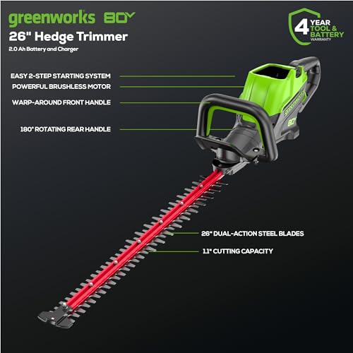 Greenworks HT80L213 80V 26 Inch Brushless Hedge Trimmer thumb #1