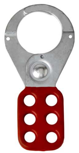 Horizon 5502 Steel Lock Out-Tag Out Hasp with Red Rubberized Coating, 1.5