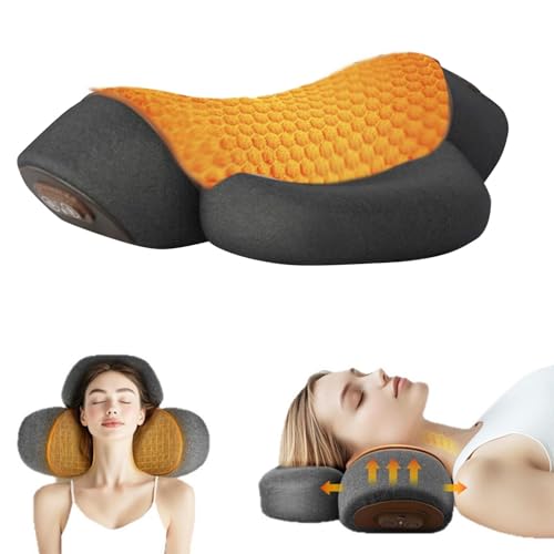 Masajeador de espalda y cuello con tracción, calor, alivio del dolor de tejido profundo de hombros, masajeador eléctrico portátil for el hogar(Black)