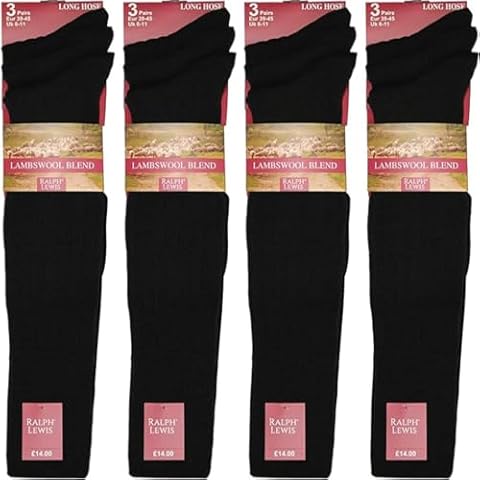 Ralph Lewis Mens Black Ribbed Knee High Socks Cover