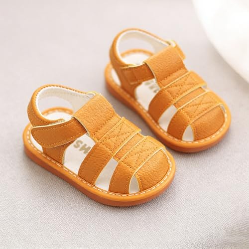 Image of SOFMUO Baby Boys Girls Squeaky Sandals Non-Slip Soft Rubber Sole Closed Toe Infant Summer Outdoor Shoes Toddler First Walkers