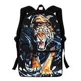 huiacong zaino adulto della borsa di scuola adatto 5-19 anni ragazze ragazzi libro borsa, fresco tigre ruggito, m