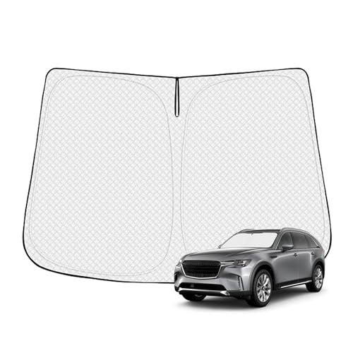 Canvcle Windshield Sun Shade for Mazda CX-90 2024-2025 2026 CX90 Accessories Thicken 6-Layer Front Window Sunshade Cover Sun Visor Protector Foldable Block UV Rays Keep Vehicle Cool