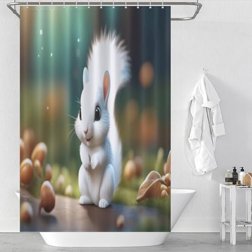 Rideau de douche écureuil mignon en tissu polyester imperméable 122x183cm - 2