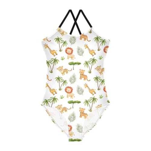 susiyo Girls One Piece Swimsuits Safari Animals Bathing Suit Quick Dry Beach Swimwear for Toddler Girl 3-10T