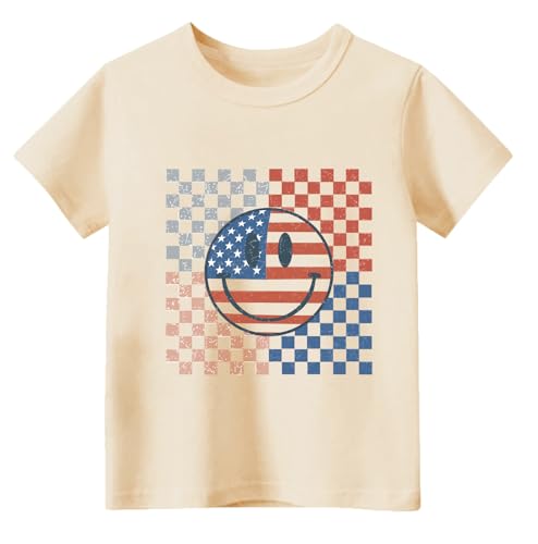 Toddler 4th of July Shirts Baby Boys Girls American Flag Patriotic T-Shirts Kids Cotton Tee Tops 2-7 Years