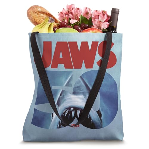 Bolso tote con logo de Jaws del 50.o aniversario, frente y dorso miniatura 4