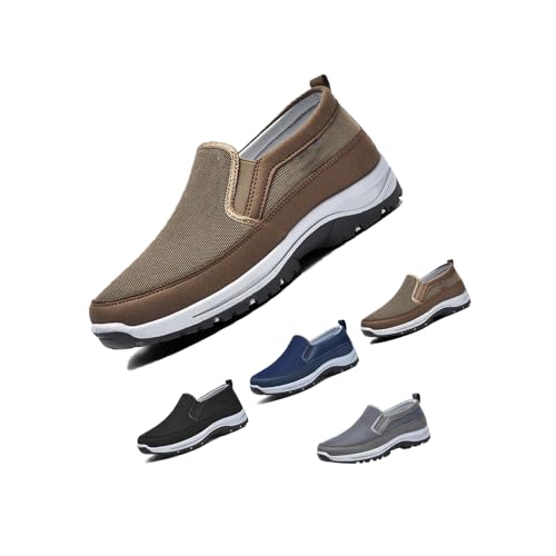 Men's Arch Support Slip-On Canvas Loafers, Lightweight Orthopedic Sneakers for Walking & Outdoor Hiking, Comfortable Casual Flats
