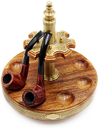 Bmink Wooden Tobacco Pipe Rack, Pipe Display Rack Tobacco Pipe Stand - Wooden Pipe Rack - For 8 Smoking Pipes, Solid Wood Rotatinghand Made Exquisite Craft Smoking Accessories #TOP2