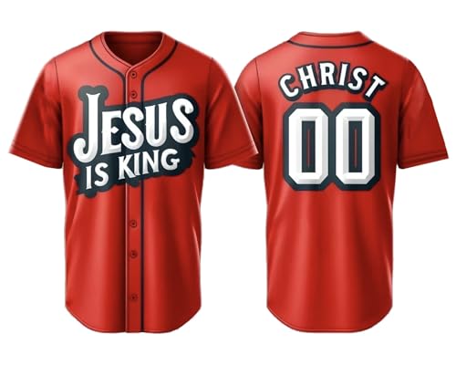 Personalized Religious Baseball Jerseys - Jesus is King - Custom Baseball Faith Sport Uniforms for Men, Women, Girls, Boys miniatura 1