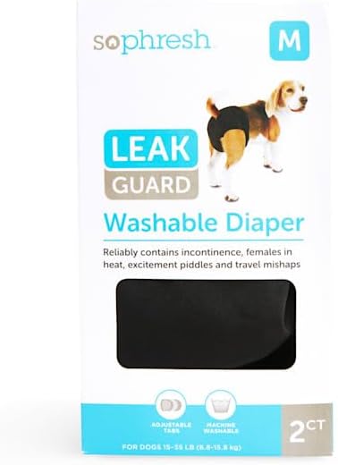 Miniatura 12 de SO PHRESH Pañal lavable contra fugas para perros, paquete grande de 2