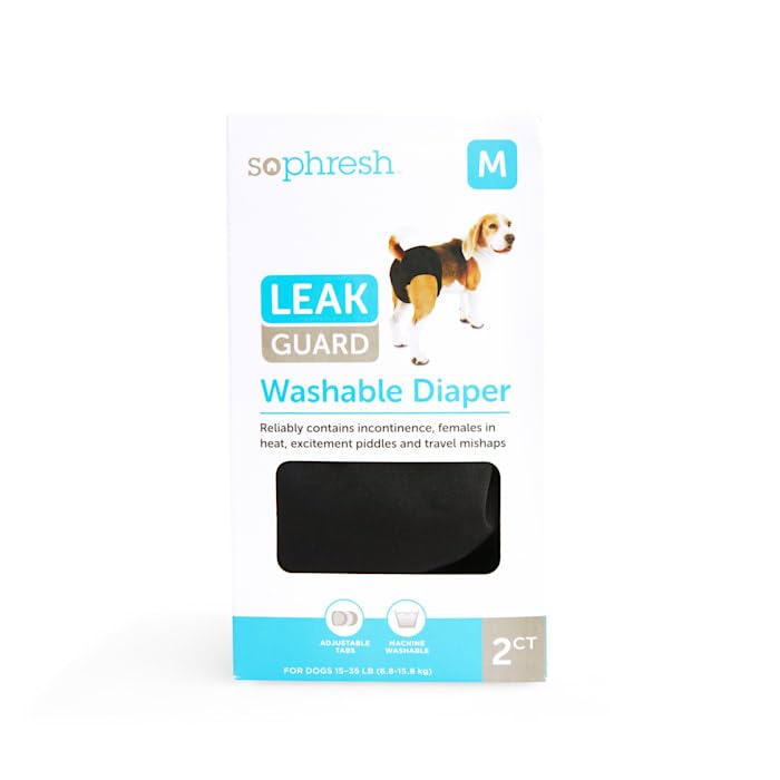 So Phresh Washable Leak Guard Diaper for Dogs Medium Pack of 2