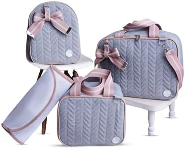 Kit de Bolsa Mala Maternidade 4 Peças Jeans