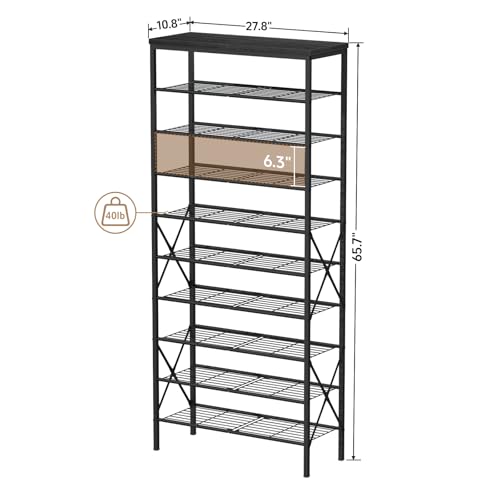 Image of 10 Tiers Shoe Storage Organizer, Large Capacity Shoe Shelf Holds 32 Pairs of Shoes,Black