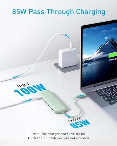 Image of Anker USB C Hub, 5-in-1 USBC to HDMI Hub with 4K Display, 5Gbps USB-C and 2 5Gbps USB-A Data Ports for MacBook Pro, MacBook Air, Dell XPS, Lenovo Thinkpad, HP Laptops and More (Green)
