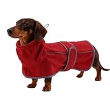TARFEPA Warm Fleece Dachshund Coats, Dachshund Sweater, Miniature Dachshund Sausage Dog Clothes Jacket, Wiener Corgi Pullover with Adjustable Bands (Red, S)