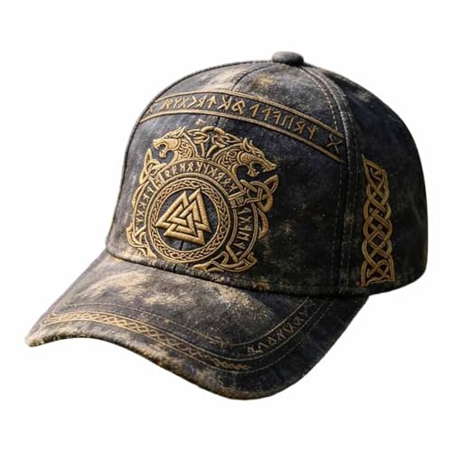 Image of WAZHAKU Viking Baseball Hat Summer Cap Animal Wolf Viking Motif Sport Vintage Caps For Men Tennis Golf, R4, One size