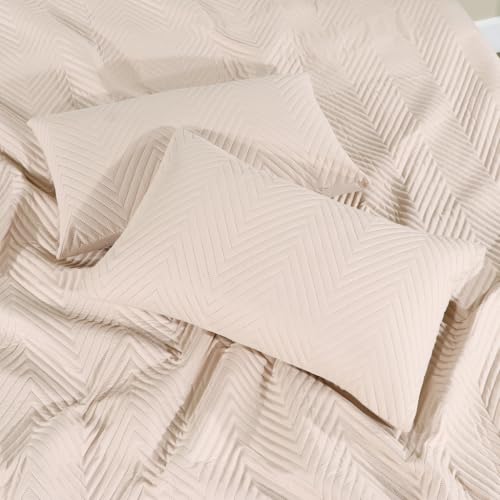Image of RD TREND Pillow Cover Set of 2 | Quilted Cotton | Soft & Breathable | Skin & Hair Friendly | Hidden Zipper Pillowcases | Standard Size 18x28 Inches | Beige