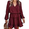 Dokotoo-Womens-Cute-Spring-Sexy-Deep-V-Neck-Ruffle-Chiffon-Lantern-Long-Sleeve-Elegant-Boho-Bohemian-Hawaiian-Flowy-Mini-Short-Skirt-Dresses-for-Women-Party-Casual-Fall-2021-Wine-Large Dokotoo Womens Cute Spring Sexy Deep V Neck Ruffle Chiffon Lantern Long Sleeve Elegant Boho Bohemian Hawaiian Flowy Mini Short Skirt Dresses for Women Party Casual Spring 2023 Wine Large