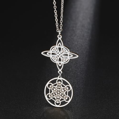 Collier Metatron Cube en acier inoxydable de qualité supérieure amulettes ciselées