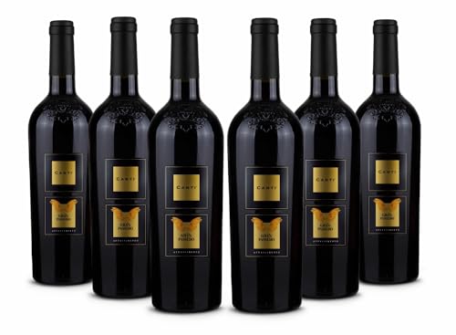 Canti - Gran Passero, vino tinto italiano Passito I.G.T., Appassimento elaborado con uvas de Apulia, sabor suave y aterciopelado con notas dulces y florales, 6 x 750 ml