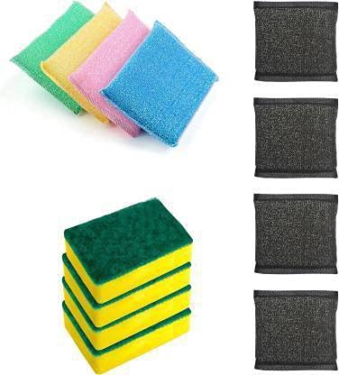 SILVY Combo of Kitchen Scrubbers of Various uses Multipurpose Foam Pad. Suitable for Washing Dish Utensils, Tiles, Wash Basin, and Scrubber. Scrub Pad, Scrub Sponge, Stainless Steel Scrub (Pack of 12)