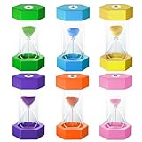FOYOTO Hourglass Sand Timer for Kids, 1/3/5/10/15/30 Minutes Large Acrylic Unbreakable Sand Clock, Colorful Sandglass for Classroom, Games, Kitchen Decor (Pack of 6)