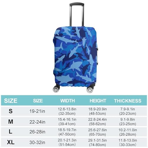 Shark Camo Travel Luggage Cover Protector, Washable Suitcase Protector Anti-scratch Spandex Baggage Covers Fits XL2