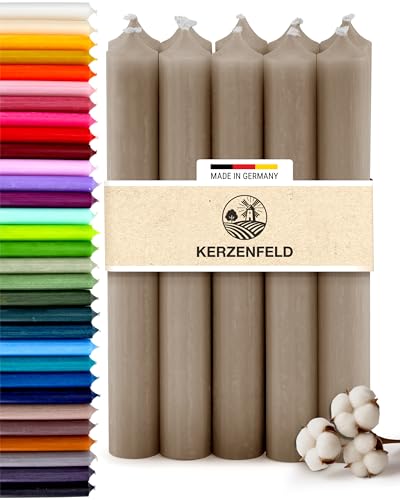 Stabkerzen Taupe, 10 Stück, 180mm x 22mm, Durchgefärbte Spitzkerzen,...
