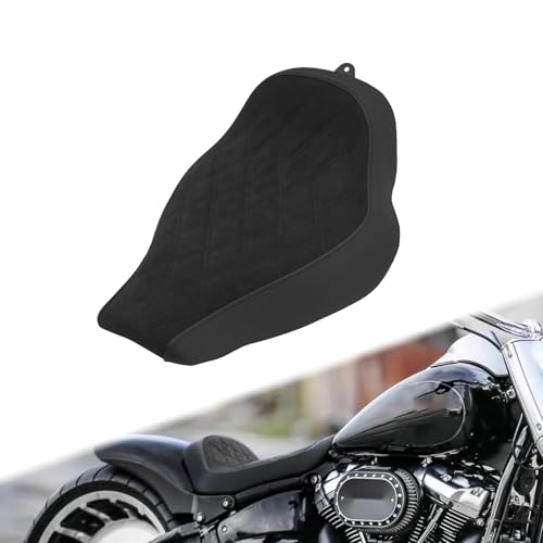 Motorcycle Driver Solo Seat Cushion Artificial Suede Seat Fit for Harley Fatboy Breakout 2018-2023 Black Stitching