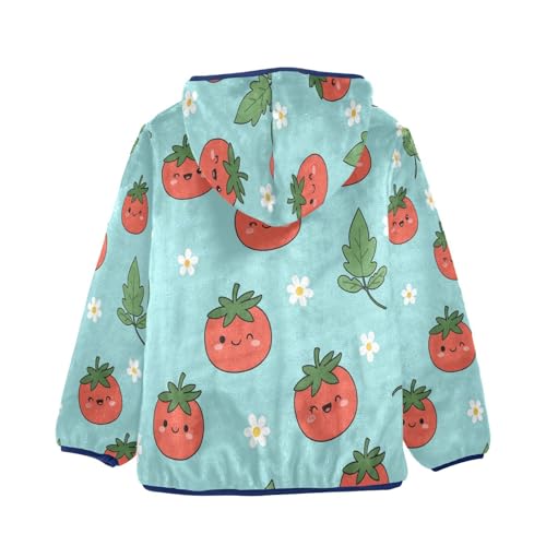 Tomato Leaf Flower Pattern Toddler Fleece Jacket Girl Boys Hooded Fleece Jacket Coat Warm Outwear Zip-up 3-10T2