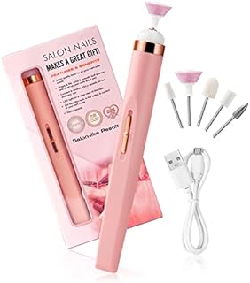 Keilend Electric Nail Files, USB Rechargeable Nail Drills with 12000 RPM, Professional Manicure Pedicure Kits with 5 Drill Bits for Nail Salon & Home DIYPink