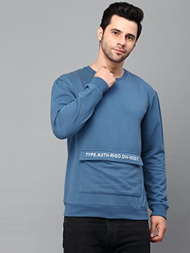 Image of Rigo Fleece Printed Round Neck Sweatshirt for Men | Full Sleeves Sweatshirt for Men | Casual Wear & Stylish Sweatshirts for Men