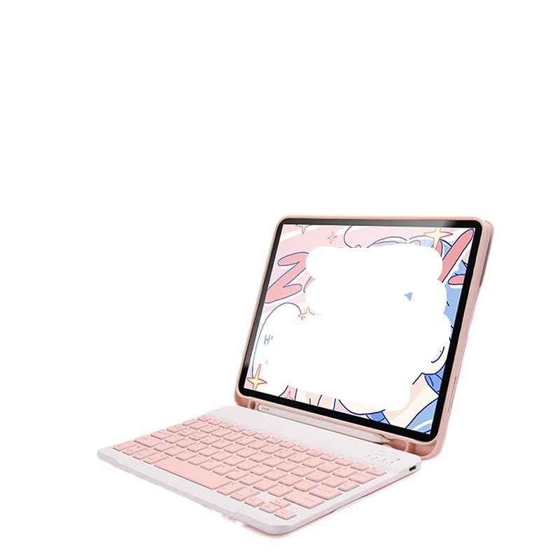 Clavier QWERTY détachable étui fente stylo iPad Pro 11 rose