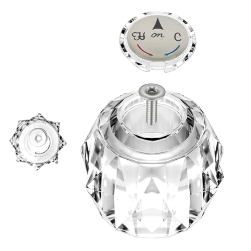1 Piece RP2391 Shower Handle Replacement Compatible with Delta 600 Series Tub/Shower Faucet Handle Clear Acrylic Shower Knob for Tub/Shower Faucet Includes Set Screw and Button