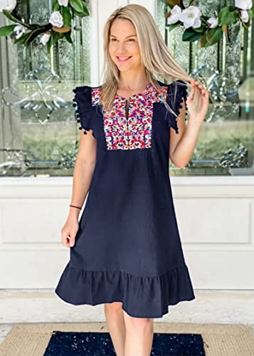 Image of KIRUNDO Boho Summer Mini Embroidered Dresses for Women