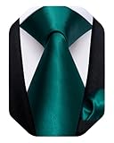 Picture of DiBanGu Mens Solid Color Ties Formal Satin Turquoise Necktie and Pocket Square Set Wedding, Satin Turquoise, One Size
