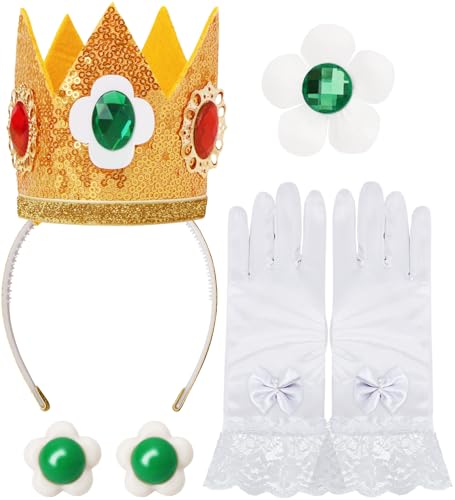 BOXPATH 4 PCS Princess Crown Accessories Set Princess Costume Accessories for Women Halloween Dress Up (Gold 2 Large)