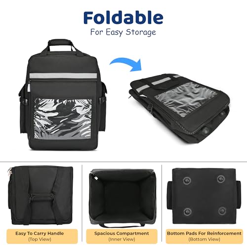 Image of Multipurpose Delivery Bag - Extra Large Backpack for Courier, Grocery, E-Commerce & Catering Use, Travel & Luggage Check-in Bag (Black, 15x15x20 inch)