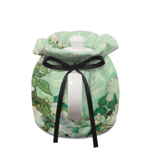Image of Van Gogh White Rose Teapot Cozy Tea Pot Dust Cover Decorative Teapot Cover Kettle Protective Kitchen Accessory for Hotel Restaurant Tea Party, CZA18