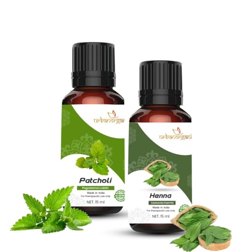 Image of Pure Combo Of 2 Essential oil For Hair & Skin Natural Therapeutic Grade & Undiluted Oil 15ML (Patchouli-Henna)